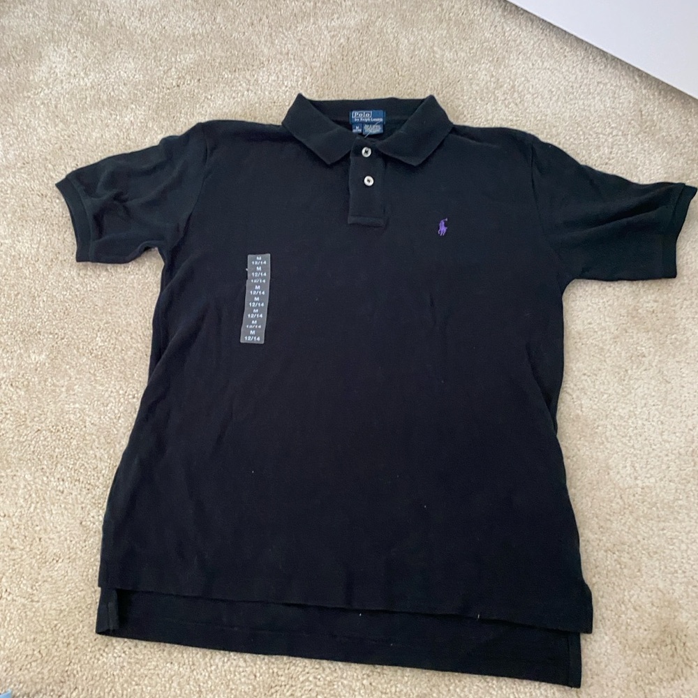 Polo by Ralph Lauren Boy’s Black Polo with Purple Logo